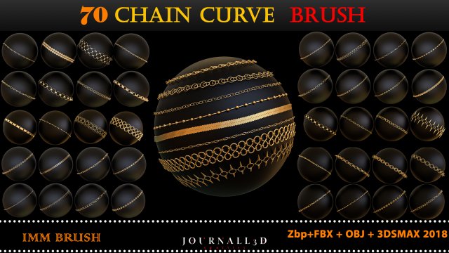 70 Chain Curve Brushes 3Dモデル .c4d .max .obj .3ds .fbx .stl .blend 