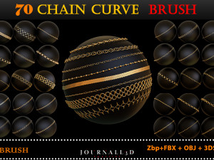 70 Chain Curve Brushes 3D Model