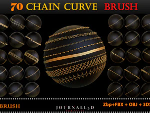 70 кистей с кривыми цепочками 3D Модель