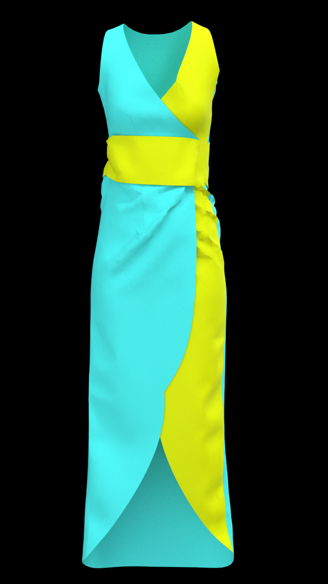 Long dress color Model 3D .c4d .max .obj .3ds .fbx .stl .blend