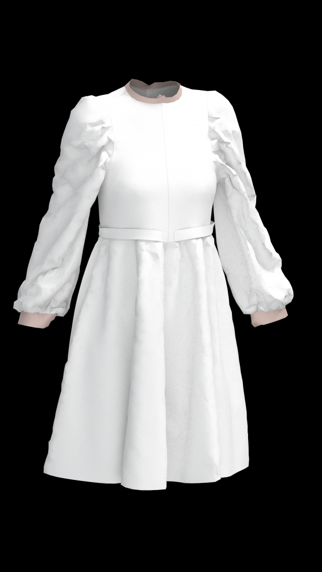 White dress 3D Модель .c4d .max .obj .3ds .fbx .stl .blend 
