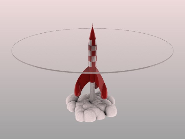 Tintin Moon Rocket Glass Table Top 3Dモデル .c4d .max .obj .3ds .fbx .stl .blend 