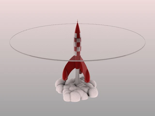 Tintin Moon Rocket Glass Table Top 3D Model .c4d .max .obj .3ds .fbx .stl .blend 
