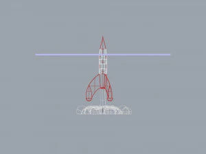 Tintin Moon Rocket Glass Table Top 3D Model