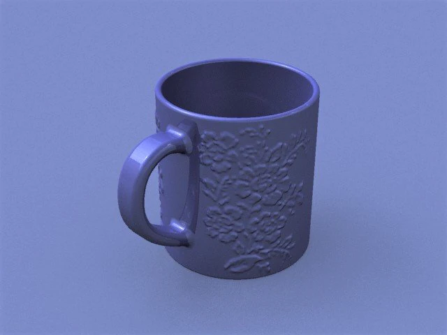 Roses Embossed Coffee Mug 3D Model .c4d .max .obj .3ds .fbx .stl .blend