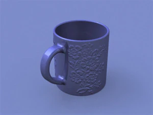 Taza de café con relieve de rosas Modelo 3D