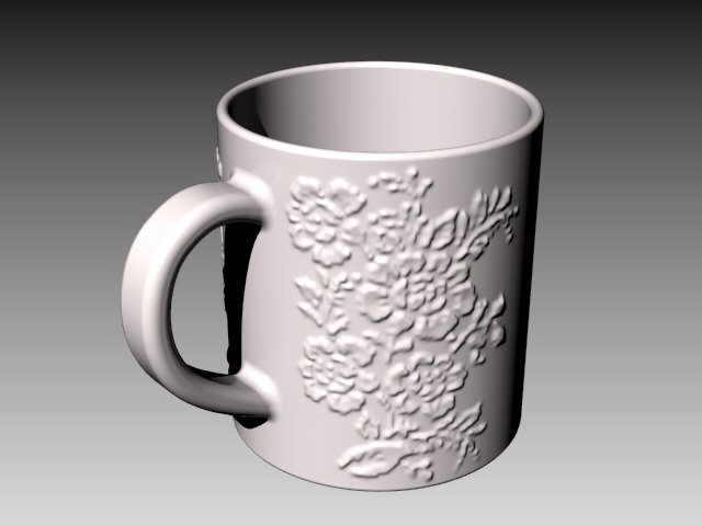 Coffee mug with roses 3D Принт Модель .c4d .max .obj .3ds .fbx .stl .blend 