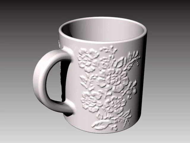 Coffee mug with roses 3D Print Model .c4d .max .obj .3ds .fbx .stl .blend