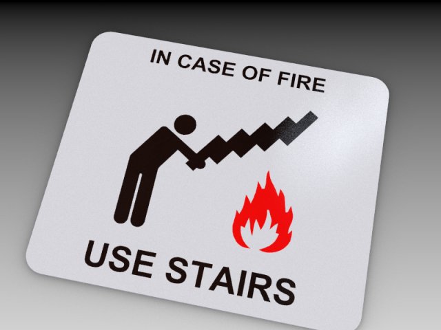 Sign in case of fire use stairs Modello 3D .c4d .max .obj .3ds .fbx .stl .blend 