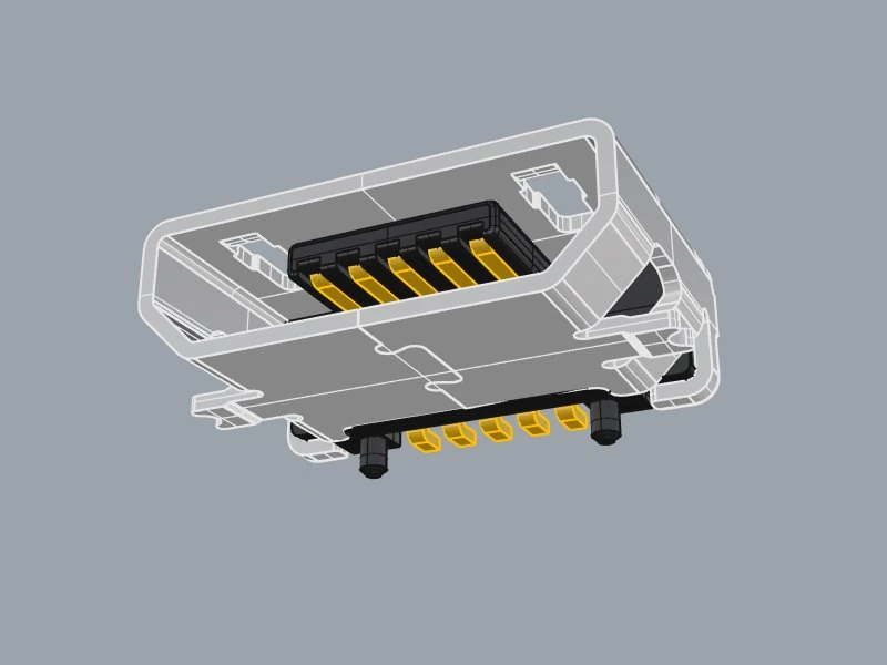 USB Micro B connector 3D Model .c4d .max .obj .3ds .fbx .stl .blend