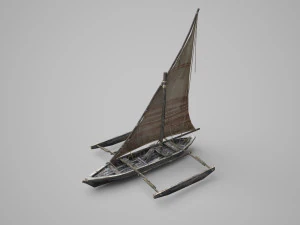 Kapal kuno membawa perahu nelayan Model 3D