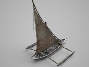 Ancient vessel carrying fishing boats Modelo 3D