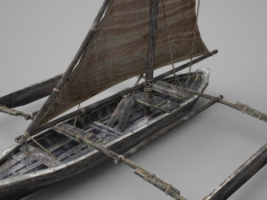 Ancient vessel carrying fishing boats Modelo 3D