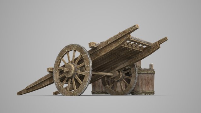Ancient wooden hand cart Modelo 3D .c4d .max .obj .3ds .fbx .stl .blend 