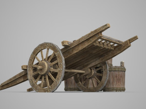 Ancient wooden hand cart 3D Models