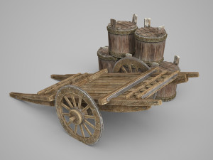 Ancient wooden hand cart Modelo 3D