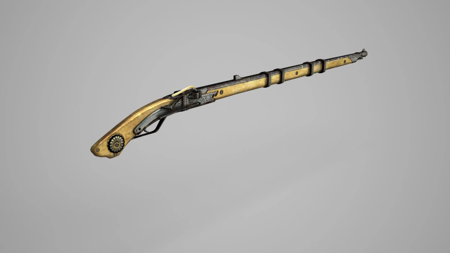 Ancient musket rifle 3D Model .c4d .max .obj .3ds .fbx .stl .blend 