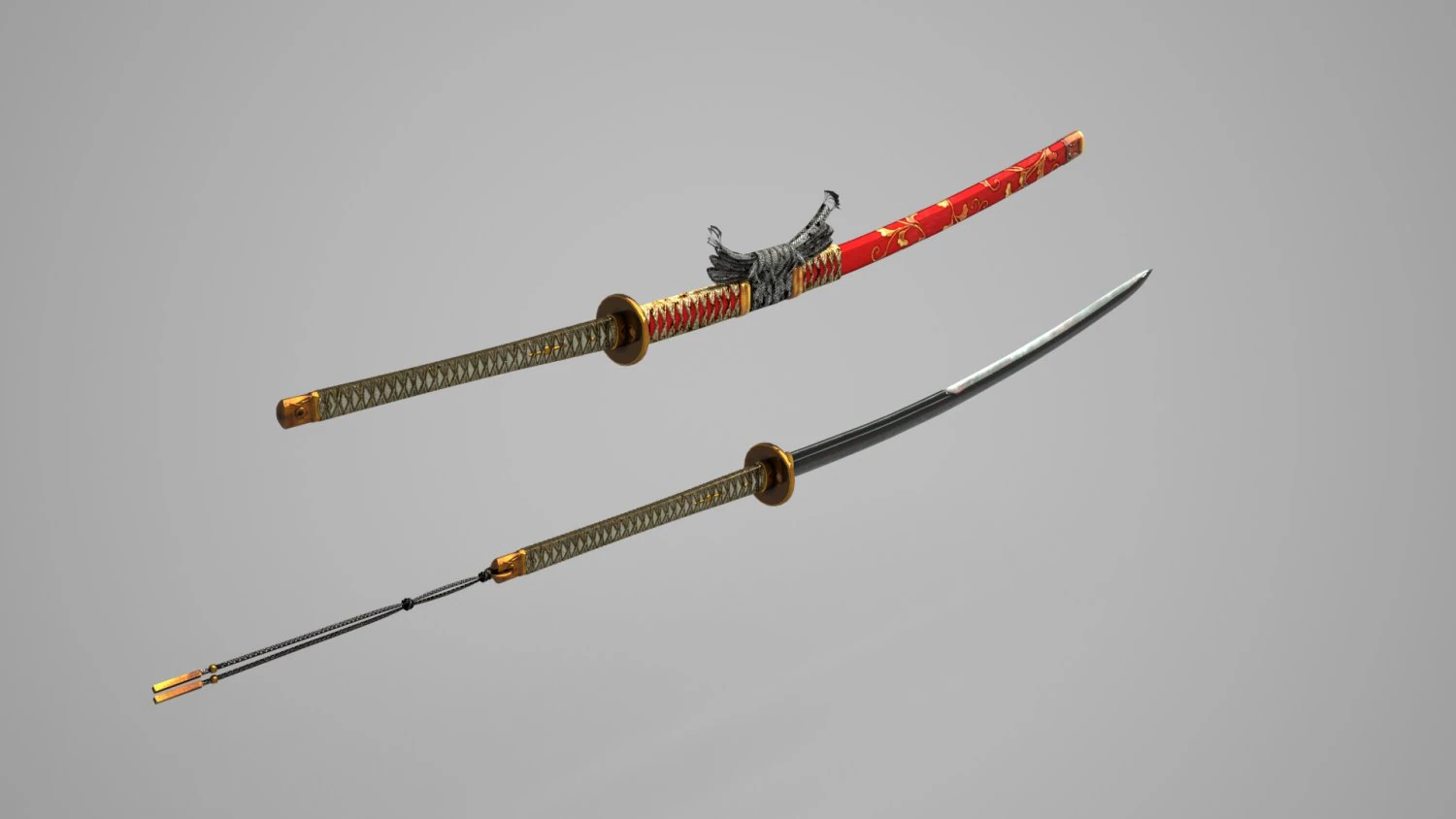 Ancient equipment katana 3D Model .c4d .max .obj .3ds .fbx .stl .blend 