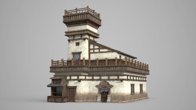 Asian ancient architecture folk house shop Inn 3D 모델 .c4d .max .obj .3ds .fbx .stl .blend