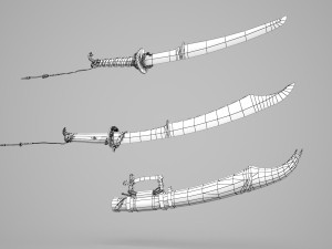 Ancient Asian equipment double sabres 3D 模型