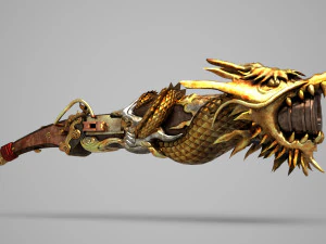 प्राचीन एशियाई उपकरण ड्रैगन भाला 3D मॉडल