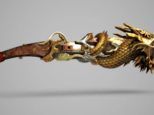 Ancient Asian equipment dragon spear 3D Model