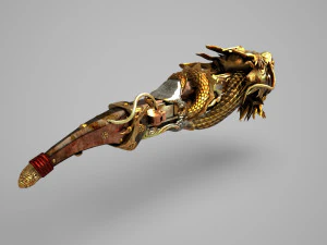 Ancient Asian equipment dragon spear 3D Model