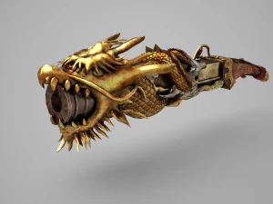 Ancient Asian equipment dragon spear 3D Model