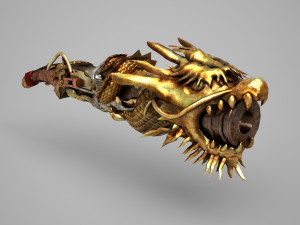 Ancient Asian equipment dragon spear Modelo 3D