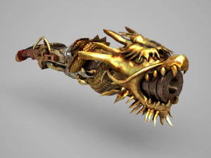 Ancient Asian equipment dragon spear 3D Model