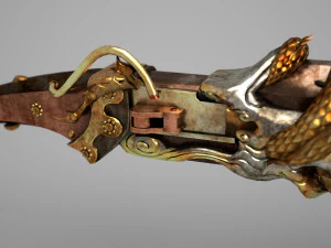 Ancient Asian equipment dragon spear 3D Model