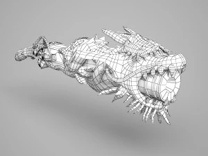 Ancient Asian equipment dragon spear 3D Model