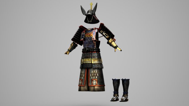 Ancient Asian warrior armor 3D Model .c4d .max .obj .3ds .fbx .stl .blend 