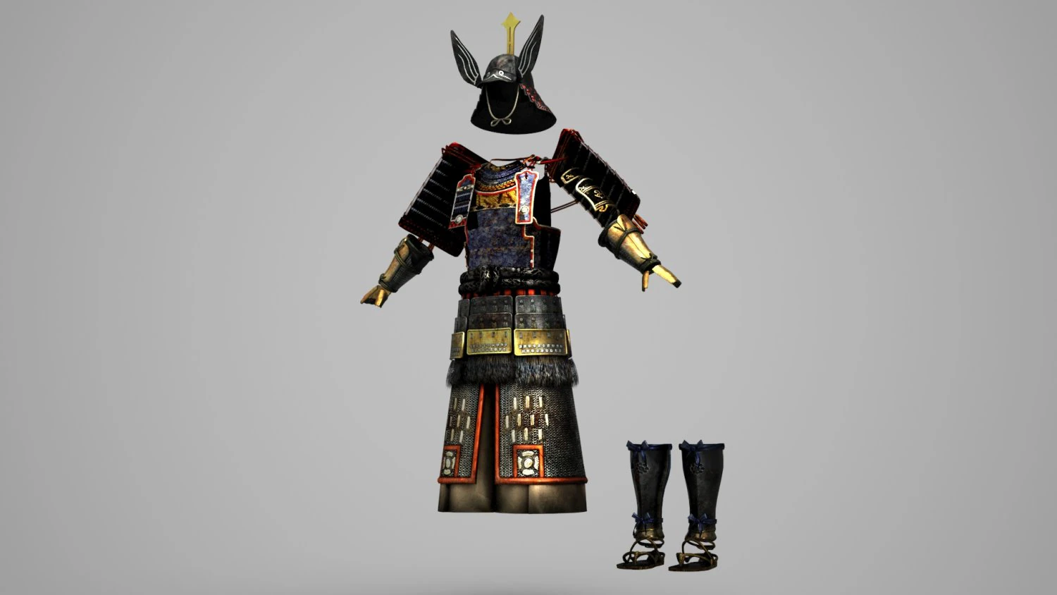 Ancient Asian warrior armor 3D Model .c4d .max .obj .3ds .fbx .stl .blend 