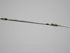 Asia kuno dilengkapi dengan tombak berbentuk ular Model 3D