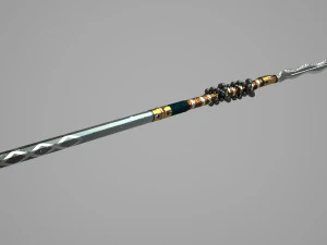 Asia kuno dilengkapi dengan tombak berbentuk ular Model 3D