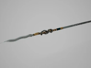 Asia kuno dilengkapi dengan tombak berbentuk ular Model 3D