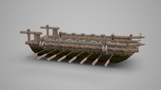 Ancient Asian troop carrying wooden ships 3D Model .c4d .max .obj .3ds .fbx .stl .blend 