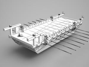 Ancient Asian troop carrying wooden ships 3D Model