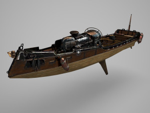 Vintage Steam Age style speedboat 3D Model