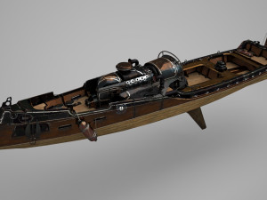 Vintage Steam Age style speedboat 3D Model
