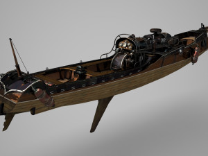 Vintage Steam Age style speedboat 3D Model