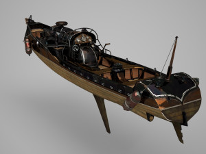 Vintage Steam Age style speedboat 3D Model