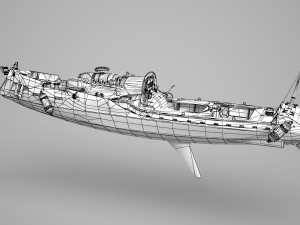 Vintage Steam Age style speedboat 3D Model