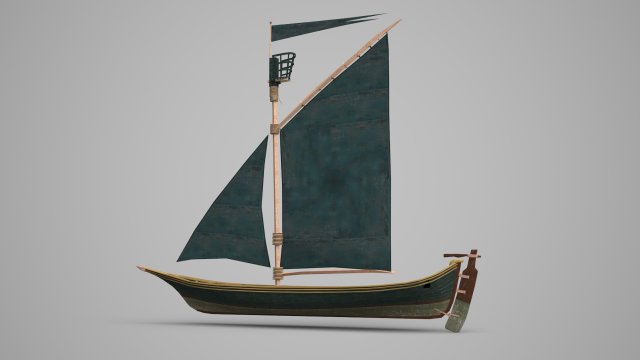 Medieval ancient small sailboat Modelo 3D .c4d .max .obj .3ds .fbx .stl .blend 