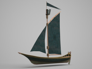 Medieval ancient small sailboat Modelo 3D