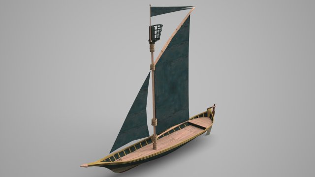 Medieval ancient small sailboat 3D Model in Sailboat 3DExport