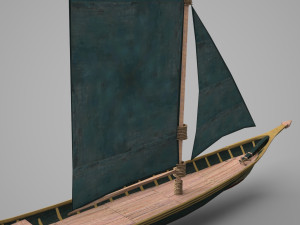 Medieval ancient small sailboat Modelo 3D