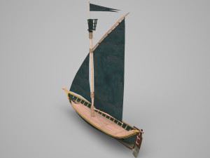 Medieval ancient small sailboat Modelo 3D