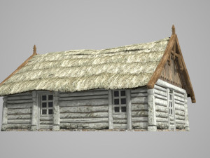 Medieval construction of thatched huts 3D Model